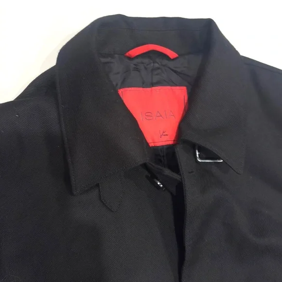 ISAIA San Gennaro Men's Black Wool Coat EU 50 Made in Italy - Picture 4 of 15